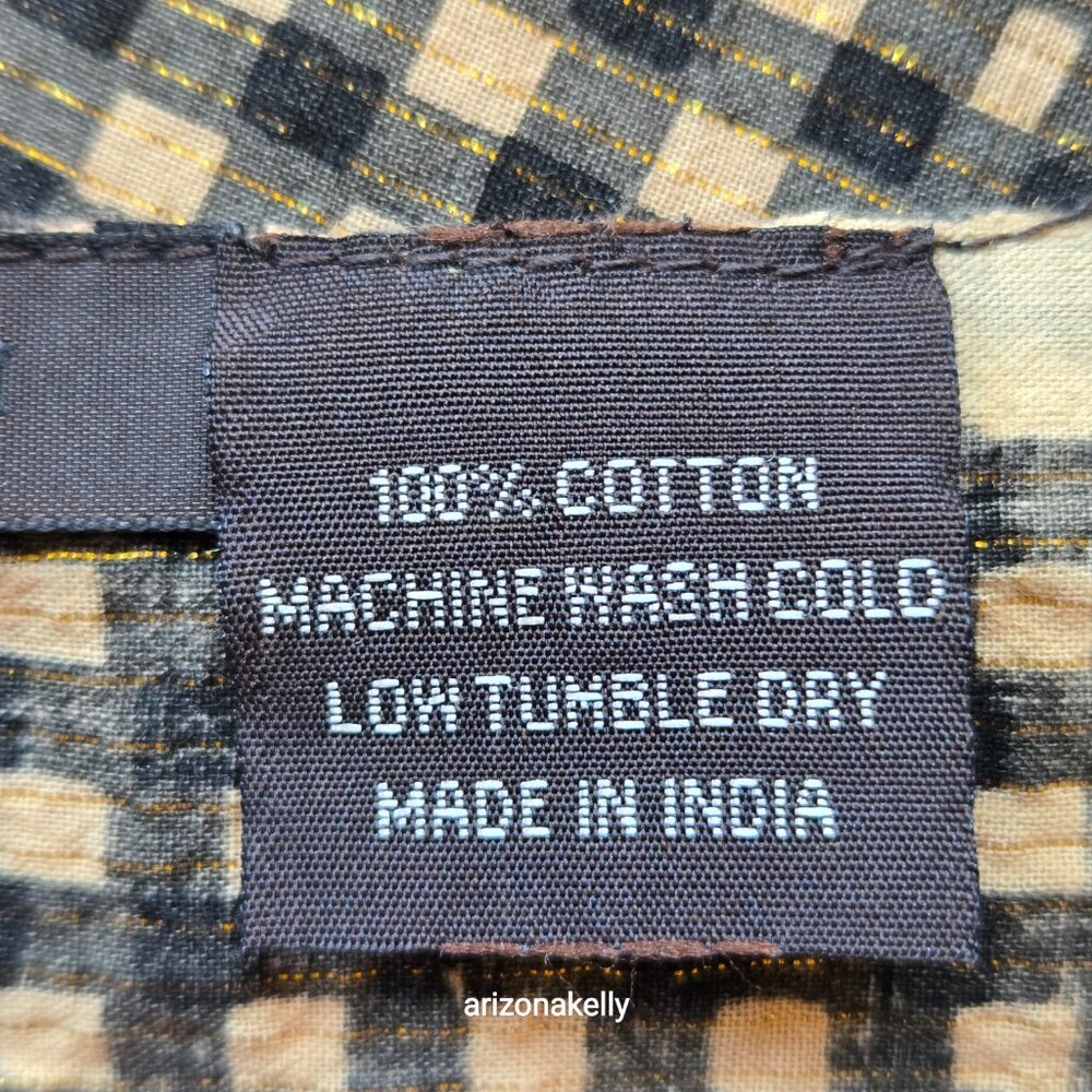 Nicholas K HUGE Distressed Cotton Scarf Black & Tan With Gold Thread - Picture 13 of 16